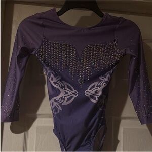 Purple Rhinestone Embellished Women's Leotard
